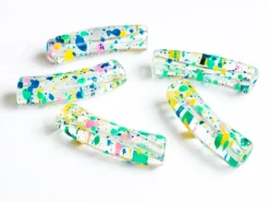Lot de 5 perles tubes transparentes 6 mm - Tacheté Spring