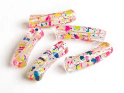 Lot de 5 perles tubes transparentes 6 mm - Tacheté Holidays
