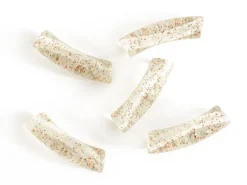 Lot de 5 perles tubes transparentes 6 mm - Pailleté rouge et verte