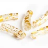 Lot de 5 perles tubes transparentes 6 mm - Doré tacheté