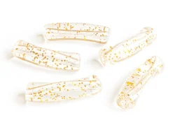 Lot de 5 perles tubes transparentes 6 mm - Doré pailleté