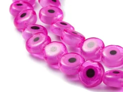 Lot de 20 petites perles en verre - œil turc rose fuchsia - 6 x 3 mm