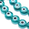 Lot de 20 petites perles en verre - œil turc turquoise - 6 x 3 mm
