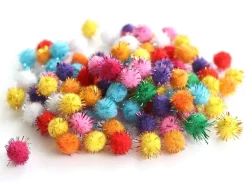 Lot de 100 pompons à fils métalliques de couleur vives - 1,5 cm