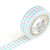 Masking tape motif - Carré rose et turquoise