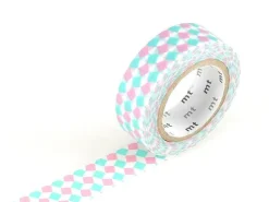 Masking tape motif - Carré rose et turquoise