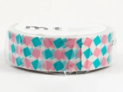 Masking tape motif - Carré rose et turquoise