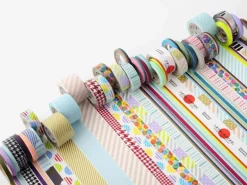 Masking tape motif - Carré rose et turquoise