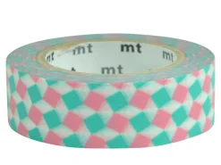 Masking tape motif - Carré rose et turquoise