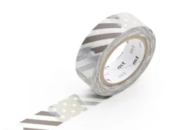 Masking tape motif - Rayures et pois argent G