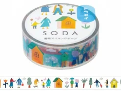 Masking tape transparent - Motif village - KINGJIM SODA