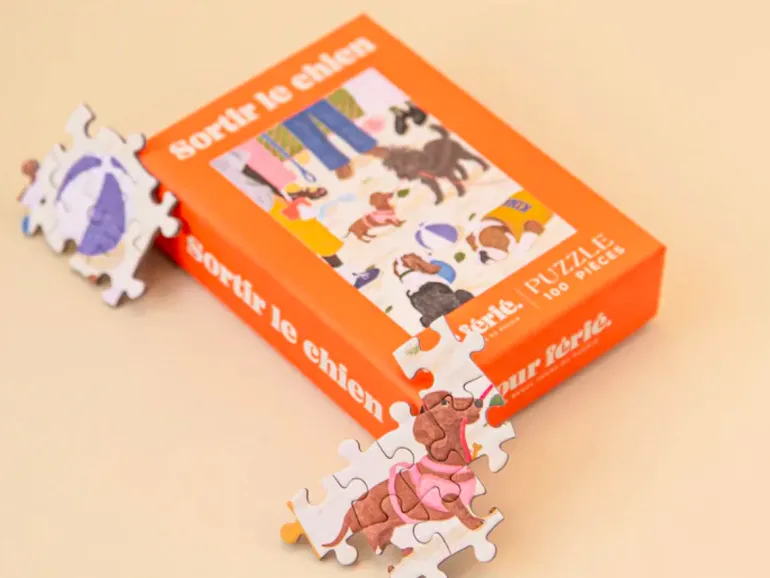 Mini Puzzle Sortir le chien - 100 pièces - Jour Férié