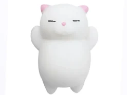 Mini squishy chat blanc à oreilles roses kawaii - anti-stress