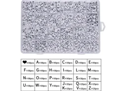 Pack boite de perles en plastique alphabet et bobine de fil élastique