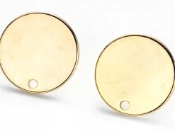Paire de boucles d'oreilles puces 18K - doré à l'or fin - 15 mm