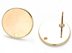 Paire de boucles d'oreilles puces 18K - doré à l'or fin - 15 mm