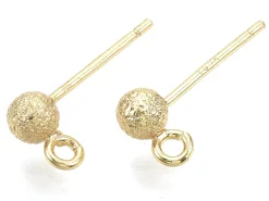 Paire de boucles d'oreilles puces petites boules 18K - doré à l'or fin