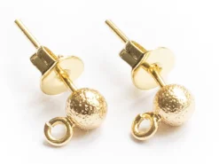 Paire de boucles d'oreilles puces petites boules 18K - doré à l'or fin