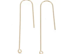 Paire de boucles d'oreilles crochet long - Doré a l'or fin 18K - 45 mm