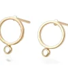 Paire de boucles d'oreilles anneau - doré à l'or fin 18k - 12,5 mm