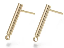 Paire de boucles d'oreilles - doré à l'or fin 18K - boucles longues 15 mm
