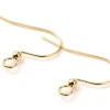 Paire de boucles d'oreilles crochet avec petite perle - doré a l'or fin 18K - 17 x 22 mm