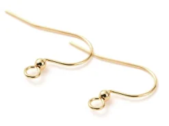 Paire de boucles d'oreilles crochet avec petite perle - doré a l'or fin 18K - 17 x 22 mm