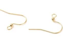 Paire de boucles d'oreilles crochet avec petite perle - doré a l'or fin 18K - 17 x 22 mm