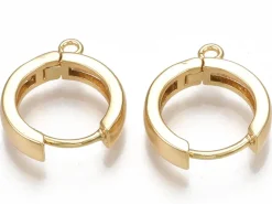 Paire de boucles d'oreilles huggies - anneau rond - 16,5 x 14,5 x 3,5 mm - doré à l'or fin 18K