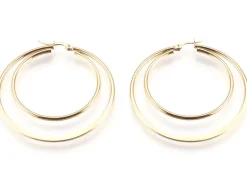 Paire de boucles d'oreilles créoles - Acier inoxydable doré - 54 mm