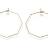 Paire de boucles d'oreilles anneau octogonal - 31 x 28 x 0,8 mm - doré à l'or fin 18K