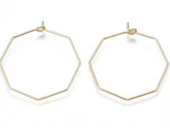 Paire de boucles d'oreilles anneau octogonal - 31 x 28 x 0,8 mm - doré à l'or fin 18K