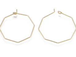 Paire de boucles d'oreilles anneau octogonal - 31 x 28 x 0,8 mm - doré à l'or fin 18K