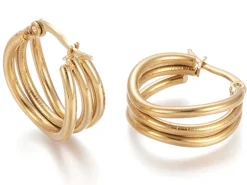 Paire de boucles d'oreilles créoles multi fils - en acier inoxydable doré- 20 mm