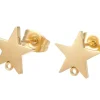Paire de boucles d'oreilles en forme d'étoile - Acier inoxydable - Doré