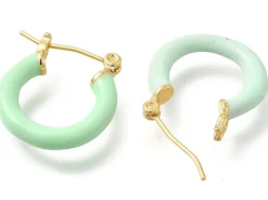 Paire de boucles d'oreilles créoles émaillées - Vert d'eau - 20 mm
