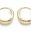 Paire de boucles d'oreilles créoles huggies 7 anneaux - Doré a l'or fin 18K - 17 x 16 mm