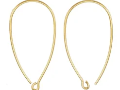 Paire de boucles d'oreilles crochet arrondi - Doré a l'or fin 18K - 34 x 18 mm