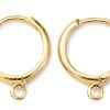 Paire de boucles d'oreilles dormeuses - Doré à l'or fin 18K - 17 mm
