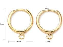 Paire de boucles d'oreilles dormeuses - Doré à l'or fin 18K - 17 mm