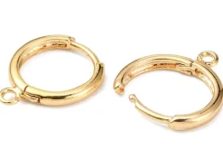 Paire de boucles d'oreilles dormeuses - Doré à l'or fin 18K - 17 mm