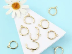 Paire de boucles d'oreilles dormeuses - Doré à l'or fin 18K - 17 mm