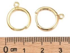 Paire de boucles d'oreilles dormeuses - Doré à l'or fin 18K - 17 mm