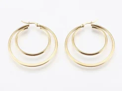 Paire de boucles d'oreilles double créoles - Acier inoxydable - 45 mm