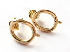 Paire de boulcles d'oreilles cercle - doré à l'or fin 18K - 13 mm