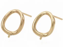 Paire de boulcles d'oreilles cercle - doré à l'or fin 18K - 13 mm