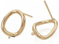Paire de boulcles d'oreilles cercle - doré à l'or fin 18K - 13 mm