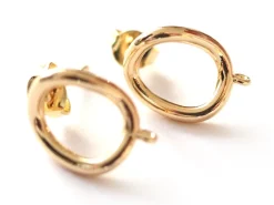 Paire de boulcles d'oreilles cercle - doré à l'or fin 18K - 13 mm