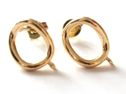 Paire de boulcles d'oreilles cercle - doré à l'or fin 18K - 13 mm