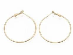 Paire de créoles - doré à l'or fin 18k - 40,5 mm